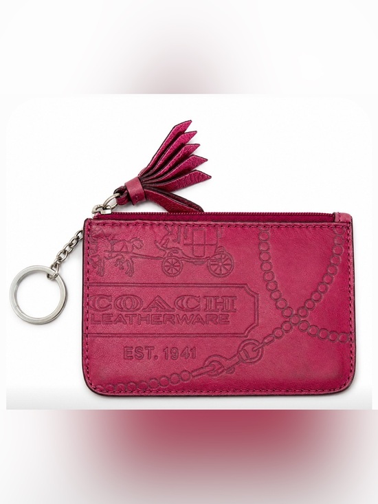 Coach Handbags - COACH Legacy Pink Metallic Tassel Keychain Wallet